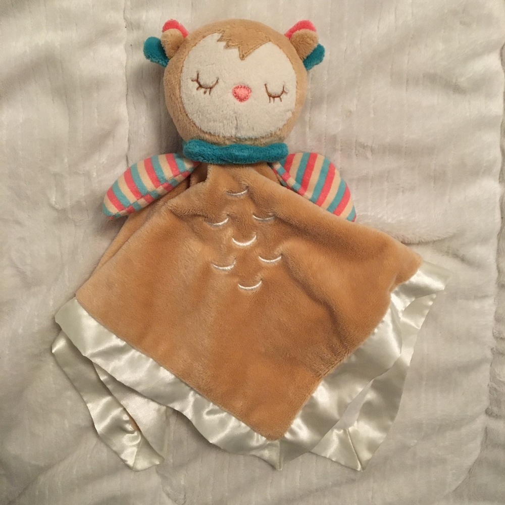 Douglas Baby Owl Striped Wings Pink Blue Plush Security Blanket Lovey